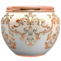 Vase in white ornate decorative details, perfect for holding flowers and adding a sophisticated touch to home decor. png