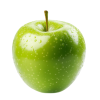 Green apple shiny surface, its smooth texture and fresh green color making it a healthy and visually appealing choice for a quick snack or dessert. png