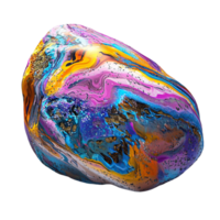 Colorful swirled stone featuring blue, purple, and yellow hues, creating a captivating, dynamic visual effect that evokes a sense ofistry and natural beauty in its formation. png