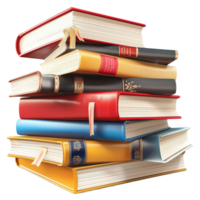 Books Stacked Colorful Educational Reading Material Perfect for Learning, Growing, and Expanding Knowledge, Ideal for Various Readers png