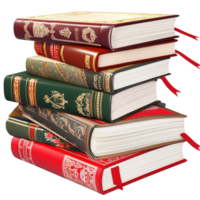 Books stacked colorful educational reading materials ideal for expanding knowledge and improving literacy, bringing color and inspiration to any space png
