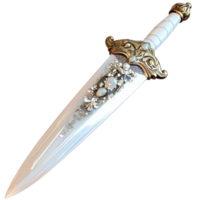 Silver Dagger Ornate Handle and Elegant Design, Featuring Mysterious and Romantic Charm, A Decorative Piece Perfect as a Gift Accessory for Collectors or Special Themed Occasions, png