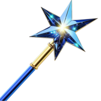 Blue StarTipped Wand, A Magical Accessory Radiating Fantasy Charm and Sparkling Elegance, Symbolizing Enchantment and Imagination, Ideal for Costumes, Roleplay, or Themed Celebrations Full of Wonder, png