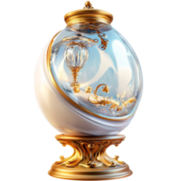 Glass Dome Blue Ornament on a Gold Base, Elegant Design for a Romantic Keepsake Decorative Gift, A Unique and Thoughtful Gift Idea png