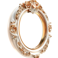 Oval Mirror Gold Frame and Ornate Design, An Elegant Decorative Piece that Adds a Romantic Touch to Your Home Accent or Vanity Setup, png
