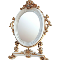 Oval Mirror Ornate Gold Frame and Elegant Decorative Design, a Romantic Home Accent Perfect for Adding Classic Style, Reflection, and Charm to Bedrooms, Hallways, or Vanity Tables, png