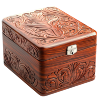 Wooden Carved Box,An intricately carved wooden box antique appeal, serving as elegant storage for treasures and keepsakes, blendingistic craftsmanship timeless beauty in a vintageinspired design. png
