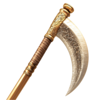 Golden Scythe Ornate Handle Antique Tool Elegant Design Symbol Charm png