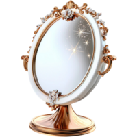 White Oval Mirror Ornate Frame Antique Design El egant Display Charm png