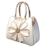 White Handbag Floral Pattern, An Elegant Fashion Accessory Combining Luxury Charm, A Stylish Piece That Complements Any Outfit, Perfect for Adding a Touch of Sophistication to Your Wardrobe, png