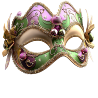 Green Mask adorned ornate design, a festive accessory radiating elegance and symbolic charm, capturing celebration and style for cultural events or theatrical decorative statements png