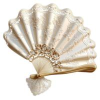 White Fan Shell Design, An Elegant Accessory Featuring Vintage Sophistication, Perfect for Adding Charm and Style to Any Event or Occasion, A Beautiful Statement Piece for Special Moments, png