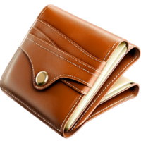 Brown Wallet Leather Design, A Functional Accessory Featuring Vintage Elegance and Charm, Ideal for Keeping Your Essentials Organized in Style, Perfect for Those Who Appreciate Timeless Craftsmanship, png
