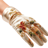 White Glove Floral Pattern, An Elegant Fashion Accessory that Makes a Bold Statement, Embellished Luxury and Charm, Ideal for Formal Events, Weddings, or for Adding Refinement to Any Ensemble, png