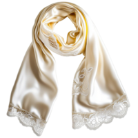 White satin scarf smooth luxurious texture, an elegant fashion accessory that adds charm and sophistication to any ensemble, perfect for making a refined fashion statement grace. png