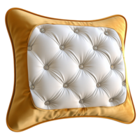 White Pillow Gold Trim and Soft Texture, An Elegant Decorative Piece that Combines Comfort and Style, Adding Luxury and Charm to Any Living Room, Bedroom, or as an Accent for Special Events, png