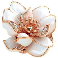White flower sparkling gems, merging natural inspiration and radiant elegance, creating a decorative charm full of beauty and shine, perfect for upscale decor or themed events needing subtle glamour. png