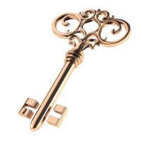 Antique Gold Key Ornate Design Vintage Style Decorative Collectible Item Historical Charm Unique Design Nostalgic Keepsake Treasure Statement Piece Beauty png