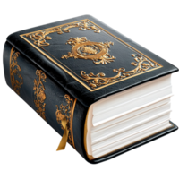Black Embossed Book Gold Trim Elegant Writing Notebook Vintage Style Personal Diary Keepsake Memory Capturing Timeless Charm Decorative Romantic Beauty Essential png
