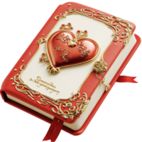 White Embossed Book Heart Accent Elegant Writing Notebook Vintage Style Personal Diary Keepsake Memory Capturing Timeless Charm Decorative Romantic Beauty png