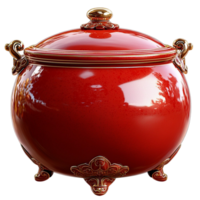 Red Porcelain Jar Gold Accents Elegant Storage Accessory Decorative Piece Luxurious Design Timeless Charm Functional Essential Statement Beauty Craftsmanship Essential png