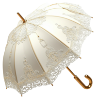 White Umbrella Gold Trim Elegant Accessory Rain Proection Functional Piece Timeless Charm Statement Accent Delicate Craftsmanship Beauty Essential Design png