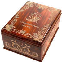 Brown Wooden Box Gold Trim Elegant Storage Accessory Decorative Piece Luxurious Design Timeless Charm Functional Statement Beauty Craftsmanship Essential png