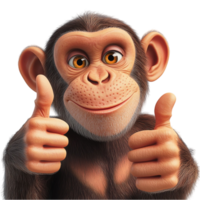 Smiling Monkey Thumbs Up Playful Expression Cheeky Attitude Fun Character Whimsical Charm png