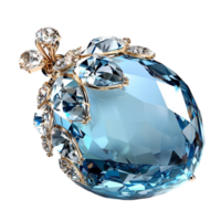 Blue Sapphire Orb Gold Frame and Sparkling Gem Illuminated by a Magical Glow for an Enchanted Decorative Piece Full of Wonder, Elegance, and Mystical Aura png