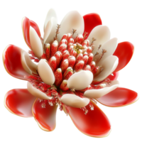 Red and White Flower Cluster Accented Sparkling Gems and Vibrant Colors Creating an Elegant Brooch as a Luxurious Accessory Rich Detail and Glamorous Appeal png