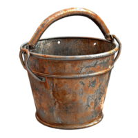 Rusty Metal Bucket Wooden Handle and Vintage Design Ideal as Farmhouse Decor or Rustic Storage Essential Offering Timeless Utility and Antique Aesthetic for Home Interiors png