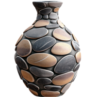 Stone Vase Pebble Design and Rustic Texture Highlighting Natural Elements as a Unique Decorative Table Piece Blending Earthy Aesthetics withistic Home Accents png