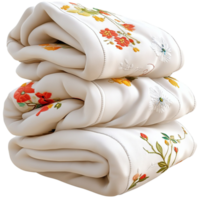 White Floral Fabric Stack Soft Texture and Elegant Design, A Luxurious Material Exuding Vintage Charm, Perfect for Adding a Touch of Grace and Sophistication to Any Home or Fashion Item, png