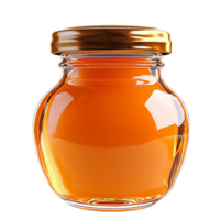 Glass Honey Jar Golden Hue, Featuring a Sweet Nectar and Hexagon Pattern, This Rustic Table Decor Adds a Touch of Charm and Natural Elegance to Your Dining Experience, png