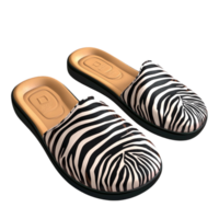 Zebra Print Slippers Black and White Pattern and Sleek Design as Modern Footwear, Providing Elegant Comfort and a Fashionable Statement for Indoor Lounging or Casual Style png