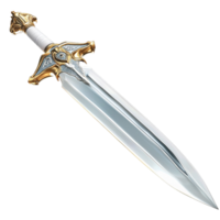 Silver Sword Gold Hilt Sharp Blade Regal Design Knight Wea pon Medieval Charm png