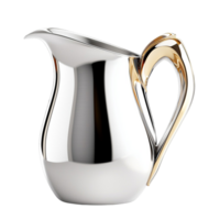 Shiny Silver Pitcher Reflecting Light Beautifully, Highlighting Its Sleek and Polished Design, A Timeless Piece of Elegance That Brings a Touch of Class and Refinement to Any Table or Display, png