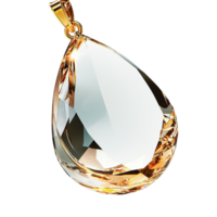 Crystal Pendant Gold Frame and Sparkling Gems, A Luxurious Necklace Featuring Elegant Design and Vintage Charm, Perfect for Adding Sophistication and Glamour to Any Outfit, A True Statement Piece, png