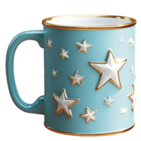 Blue Ceramic Mug Adorned White Stars Expressing Playful Patriotic Design Charm png