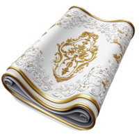 White Fabric Swirl Gold Accents, Soft Texture and Elegant Design Luxurious Gold Accents, Creating a Beautiful Decorative Element for Your Home or Office Touch of Class. png