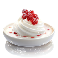 White porcelain cupcake adorned raspberries and gold accents, presenting an elegant design and sweet treat whimsical charm, perfect for refined dessert displays and luxurious gatherings. png