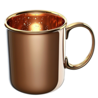 Copper Mug Shiny Texture and Sleek Elegant Design for Vintage Drinkware Offering Table Setting Charm and Whimsical Appeal for Sophisticated Presentation and Rustic Aesthetic in Beverage Enjoyment png