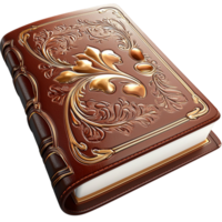 Brown Leather Book Gold Patterns and Intricate Vintage Design Offering Luxurious Library Essential and Timeless Charm for Collectors and Readers Seekingistic Binding and Literary Presentation png