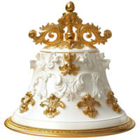 White Porcelain Crown Gold Accents Regal Design Princess Royalty Symbol Elegant Charm png