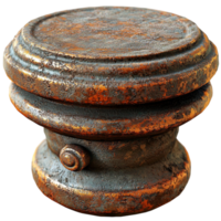Rusty Metal Container Intricate Design and Vintage Style Offering Rustic Decor Appeal and Whimsical Charm Element for AntiqueInspired Interiors and Collectible Display in Home or Garden Setting png