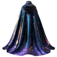 Black Cloak Starry Pattern Draped Fabric Mysterious Allure Elegant Masquerade Accessory Charm png
