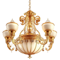 White Chandelier Gold Accents Intricate Design Elegant Decor Luxurious Ceiling Fixture Charm png