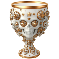 White Porcelain Goblet Gold Accents and Intricate Design, An Elegant Drinkware Piece That Elevates Any Luxurious Table Setting, Adding Grace and Timeless Beauty to Special Occasions and Gatherings, png
