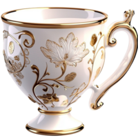 Ornate Porcelain Teacup Showcasing Floral Patterns Delicate Design Classic Elegance Charm png