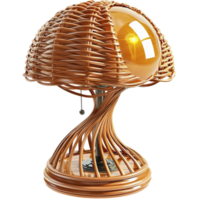 Woven Lampshade Emitting Warm Glow Showcasing Intricate Design Rustic Decorative Accent png